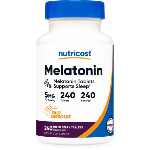 Nutricost Melatonin 5mg, 240 Fast Dissolve Tablets (Mixed Berry Flavor) - Non-GMO, Gluten Free