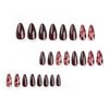 IMRAIN Fall Press on Nails Medium Almond Fake Nails Brown Glossy Glue on Acrylic Nails Full Cover Amber-Brown Artificial Fall Stick on Nails Gel False Nails for Women 24Pcs