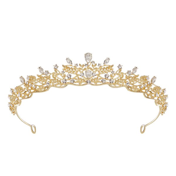 SWEETV Gold Tiara Crown for Women,Princess Tiaras for Girls,Crystal Retro Hair Accessories for Wedding Birthday Prom Pageant Quinceanera