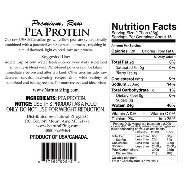 NaturalZing Awaken, Nourish, Empower Your Life Fermented Pea Protein (Organic) 16 oz (16 Ounces, Unflavored)