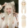 Dai Cloud Blonde Wig with Bangs Long Curly Wigs for Women Natural fluffy Synthetic Fibre Hair Cosplay Party Anime Costume Wig