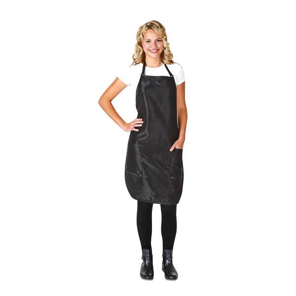 Betty Dain Luminous Salon Stylist Apron, Classic Design, Bottom Zipper Pockets, Adjustable Neck Strap, Lightweight, Water-Resistant Poly Nylon Blend Repels Hair, Easy Care, Black