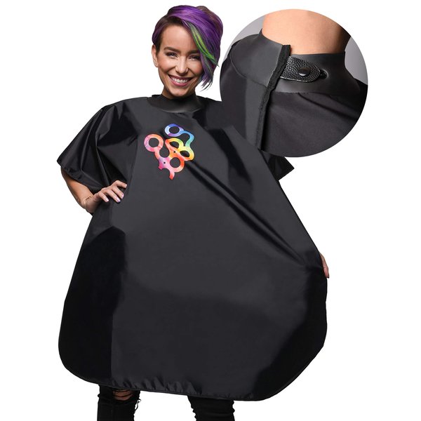 FRAMAR Shampoo Screen Salon Cape, Hair Cape – Shampoo Cape with Snap Closure and Rubberized Collar, For Hair Dye, Hair Color, Cosmetology Supplies and Hair Coloring
