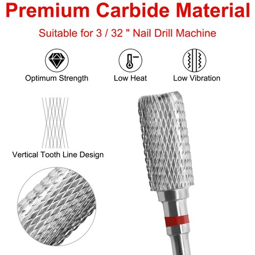 Vnjaoi Safety Nail Drill Bits, 3/32'' Carbide Bits, Professional Nail Efile Bit For Nail Drill Machine, Suitable for Manicure Pedicure Cuticle Gel Polishing, Beginners Bits (Silver, Fine Grit)