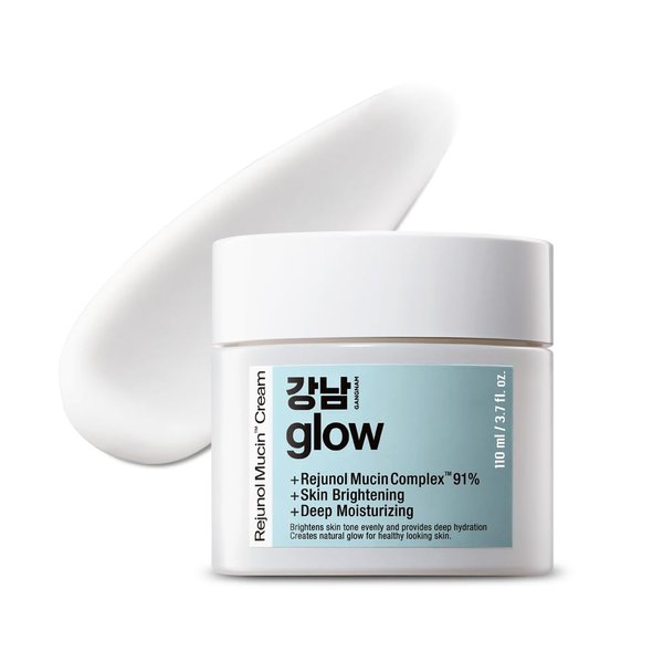 GANGNAM GLOW Rejunol Mucin Facial Cream 3.7 floz - 91.5% Snail Mucin Moisturizer with Hyaluronic Acid & Panthenol I Korean Skin Care Product I Face Moisturizer for Women