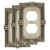 Franklin Brass W10274V-BSP-R Pineapple single Duplex Outlet Wall Plate / Switch Plate / Cover, Brushed Satin Pewter, 3 Pack,