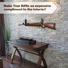 TESLYAR Gun Rack Wall Mount Hold Up Displays Horizontal Gun Rack and Shotgun Hooks Store Rifle Shotgun Bow Real Hardwood Hanger Brown