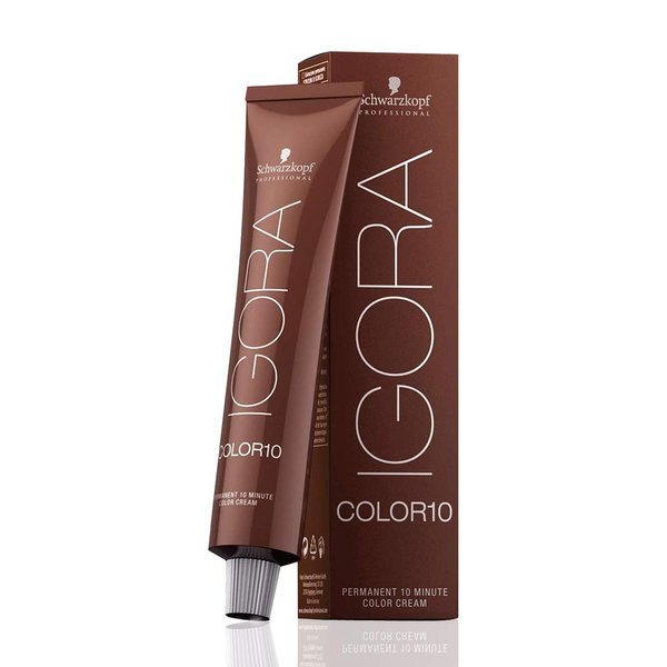 Igora Color 10 4-00 Medium Brown Natural Extra Permanent 10 Minute Hair Color Cream and M Hair Designs Tint Brush (Bundle 2 items)