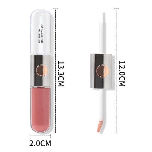 Adurello Matte Liquid Listick with Clear Lip Gloss Double-Touch Moisturizing Lip Stain Color Plumping Waterproof Non-Sticky Cup Lip Gloss (06#)