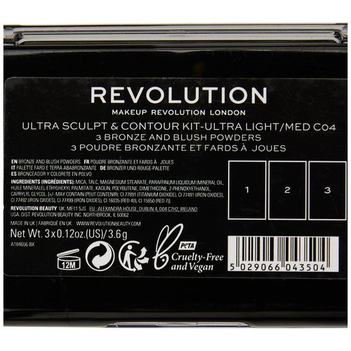 Makeup Revolution, Ultra, Sculpt & Contour Kit, Light/Med C04, 3 Shades, 10.8g