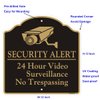 2Pack 24 Hour Video Surveillance Sign No Trespassing Waring Sign Security Alert 12x12 inch Reflective Aluminum Alloy CCTV Security Camera Signs