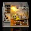 piberagi DIY Miniature Dollhouse Kit, 1:32 Scale Creative Room Mini Wooden Christmas Doll House with Furniture Plus Dust Proof for Kids Teens Adults(Study Room)