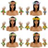 WLBON Hawaiian Headband Wristbands Hawaii Tropical Luau Women Leaf Flower Headpiece Hairband Hair Bands Bracelets Beach Summer Wedding Holiday Festival Birthday Dress Up Party Decorations Supplies