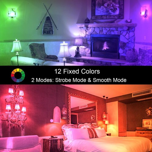 ILC RGB LED Color Changing Light Bulb, 40W Equivalent, 450LM, 2700K Warm White 5W E26 Screw Base RGBW, Flood Light Bulb- 12 Color Choices - Timing Infrared Remote Control (4 Pack)