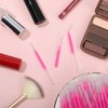 Lallisa 100 Pieces Micro Eyebrow Brush with Cap Brow Lamination Brush Eyebrow Brush Eyelash Brush Multifunctional Micro Lash Comb for Eyelash and Eyebrow Extensions Tool (Pink)