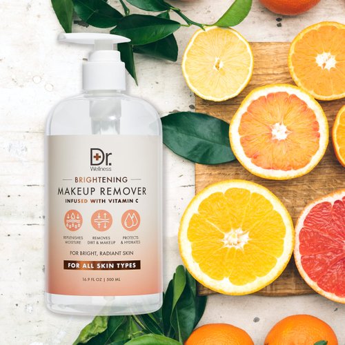 Dr. Wellness Rose Water Makeup Remover - 16.9 fl oz / 500ml, Cruelty-Free & Vegan, Gentle Formula for Effective Makeup Removal, Citrus