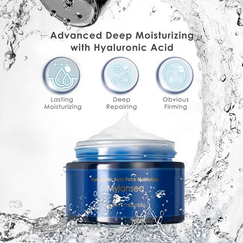 Mylansea Face Cream with Hyaluronic Acid, Face Moisturizer with Vitamin E for Lasting Hydrating, Smoothing your skin and Repairing Various Problems caused by Lack of Water, 50g
