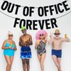Black Glitter Out of Office Forever Banner, Officially Retired/Happy Retirement, Funny Retirement Party Decorations Supplies