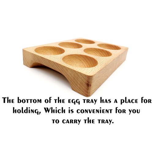 5MoonSun5's Handmade 6 Egg Tray - Wooden Egg Holder Usable in Kitchen Refrigerator, Counter top – Store and Display Chicken Eggs, Easy to Clean A great gift for your love ones..