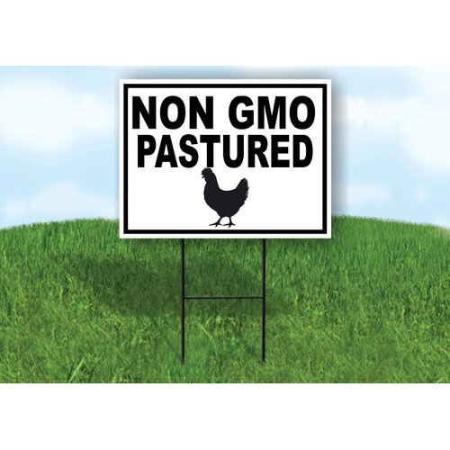 NON GMO PASTURED BLACK BORDER - Double Sided Yard Sign ROAD SIGN with Stand