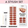 MoYou London Semi Cured Gel Nail Strips, Nail File, & Wooden Cuticle Stick – 20 Pc. Gel Wraps for Nails – Salon-Quality Manicure Set & Pedicure Supplies, Party Pink