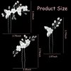 3PCS Flower Bridal Hair Pins Pearl Bride Wedding Hair Accessories Flower Wedding Hair Pins Rhinestone Hair Piece for Women and Girls (Silver)