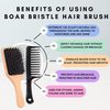 Premium Boar Bristle Hair Brush - Wide Comb Detangling Styling Smoothing Drying Wet Dry Thick Fine Thin Sleek Curly Long Slick Back Frizz Hair, Men Women, Wooden Soft Pin Bristles Paddle Hairbrush Set