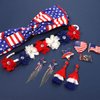 ARATLENCH American Flag 4th of July Knotted Headband Bow Head Band Headpieces USA Star Tassel Earrings Red White Blue Flower Choker Bracelets Fourth of July Patriotic Broches Jewelry Accessories Gift