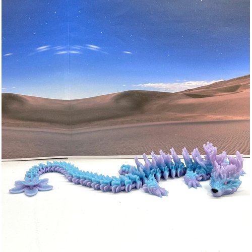 3D Printed Dragon with Dragon Egg, Powder Blue Cherry Blossom Articulated Dragon, Fidget ADHD Autism Toy Executive Desk Toy D049-DR