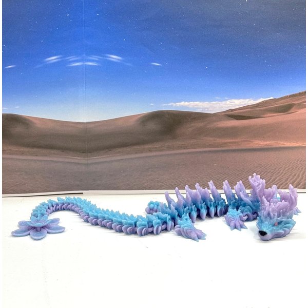 3D Printed Dragon with Dragon Egg, Powder Blue Cherry Blossom Articulated Dragon, Fidget ADHD Autism Toy Executive Desk Toy D049-DR