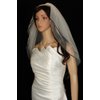 Bridal Veil Diamond (Off) White 2 Tiers Elbow Length Black Satin Ribbon Edge