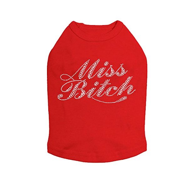 Miss Bitch (Rhinestone) Dog Shirt 3XL RED