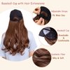 AynnQueen Baseball Cap with Hair Extensions for Women Adjustable Hat with Synthetic Wig Attached 24inch Long Wavy Hair Black Baseball Cap (Ash Blonde)