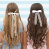 Nogeqi 6pcs White Lace Hair Bow for Women Girls, Tulle Bow Clips for Women, Ribbon Bows for Hair with Long Tail Ribbon, Cute Metal Bow Hair Clip White Hair Accessories