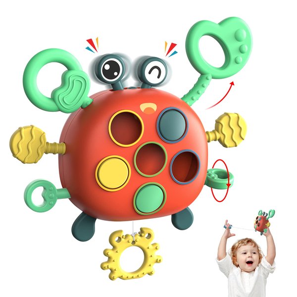 Baby Montessori Toys for 2 Year Old Boy Girl, Sensory Toddler Travel Airplane Car Seat Stroller Toys for 18+ Month, Learning Fine Motor Skills Pull String Toy Birthday Gifts for Infant Boys