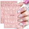 5D Spring Embossed Flower Nail Art Stickers 4 Sheets JMEOWIO Real Self-Adhesive Decals Floral Design Nail Decoration for Women Girls