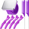 7 Pieces Hair Braiding Tools Magnetic Pin Wristband and 2 Pieces Stainless Steel Pintail Rat Tail Comb with 4 Pieces Wide Teeth Alligator Sectioning Hair Clip for Hair Braid Tool Braid Maker (Purple)