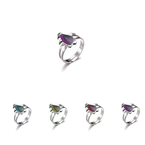 LiHan1028 10 Pieces of Mixed Pattern Adjustable Mood Rings for Girls and Boys, Mixed Color Changing Mood Rings for Halloween Costume Props, Birthday Party Favors and Fift Bag Fillers