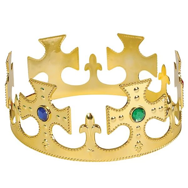 The Dreidel Company Adjustable Gold Jeweled Crown Birthday Party Plastic Crowns, Party Supplies, Gatherings, & Events (6-Pack)