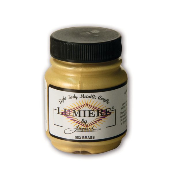 Jacquard Lumiere 2.25oz Fabric Paint Brass - Metallic Paint for Fabric Paper Wood Ceramic and Metal - Light-bodied Metallic Acrylic Paint - Lightfast & Vibrant Metallic Acrylic Paints