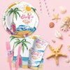 APOWBLS Girls Surfs Up Birthday Decorations Tableware - Pink Surf Birthday Party Supplies, Paper Plate, Cup, Napkin, Fork, Tablecloth, Summer Hawaiian Beach Surfing Baby Shower Decorations | Serve 24
