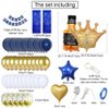 MSMANCY Navy Blue Birthday Decorations for Women Men 53pcs with HAPPY BIRTHDAY Banner Curtains Bottle Crown Heart Star LED light and Balloons for Birthday Party Supplies (Navy-blue)