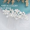 Olbye Wedding Hair Comb Rhinestone Hair Accessories Bridal Hair Pieces Flower Bride Hair Clips Silver Crystal Headpiece Bridesmaids Hair Side Combs Brides Accessories for Women (Silver)