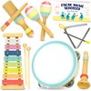 MINIARTIS Baby Musical Instruments - Montessori Musical Toys for Toddlers 1-3 | Neutral Colors Wooden Percussion Set | Modern Boho Xylophone for Kids with 15 Songbook, Preschool Educational Toys