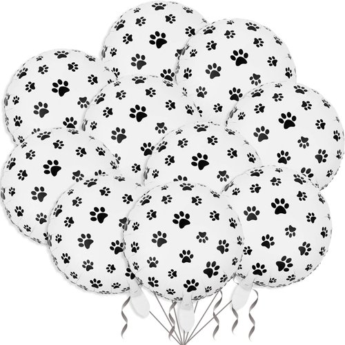 10 Pack 18 Inch Animal Dog Paw Pattern Foil Balloons Helium Dog Pet Balloons Dog Paw Print Balloons for Animal Birthday Dog Pet Theme Kids Party Decorations Supplies