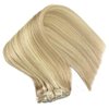 Eufficco Human Hair Lace Clip In Hair Extensions Thick Ends 20inch 120g Highlights Piano Color Dirty Blonde/Bleach Blonde Mixed Remy Hair Extensions Silky Soft Lace Backed Clip On Hair Extensions