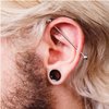 KUBOOZ 9pairs Stainless Steel Single Flared Ear Plugs Kit Tunnels Gauges Stretcher Piercings Mixed Size 14G-00G