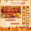 Thanksgiving Banners with 3 Pcs 71x43 Inch Happy Thanksgiving Backdrop & Give Thanks Porch Signs Hanging Ribbon for Door/Wall/Yard Decorations, Fall Party Supplies, Photography Background