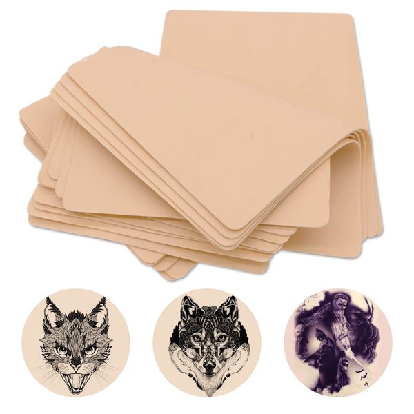 Blank Tattoo Skin Practice - Rayyl 5Pieces Tattoo Practice Skin Soft Silicone Double Sides 7.4x5.6" Thin Tattoo Eyebrow Practice Skin for Tattoo Beginner & Experienced Tattoo Artist