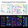 HOWAF 12 Sheets Glow UV Neon Temporary Tattoos 120+pcs Body Face Tattoos for Women Blacklight Festivals Raves Party Supplies, Glow in the Dark Tattoos Stickers Waterproof Neon Body Art Decoration